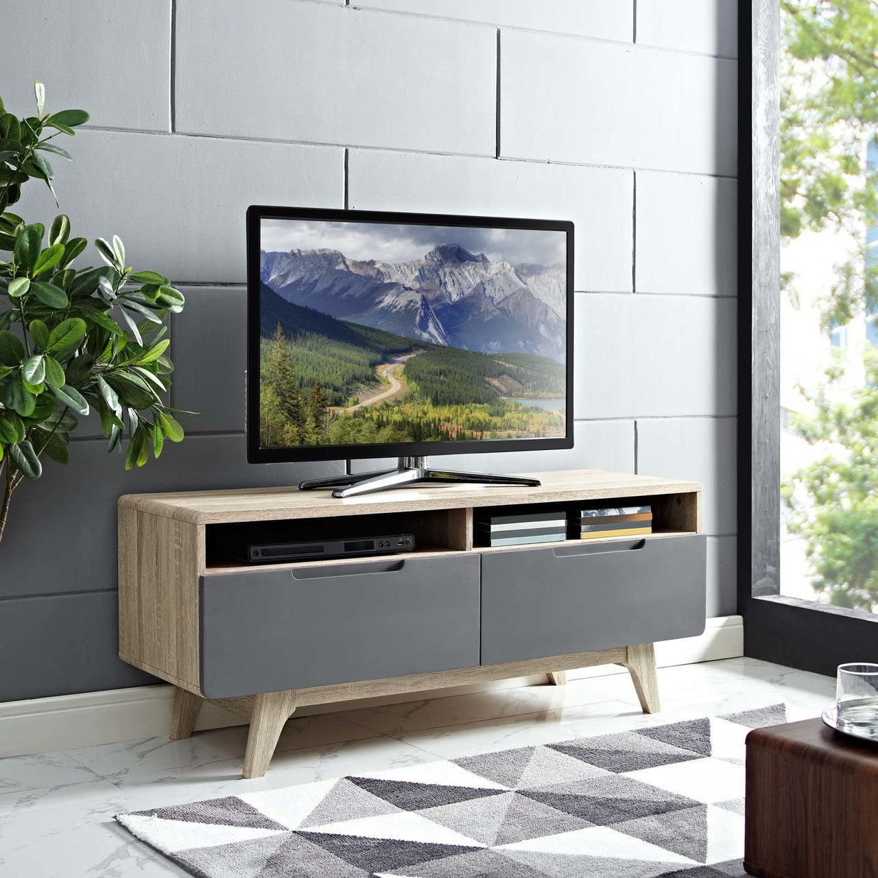Origin 47" TV Stand, Wood, Grey Gray Natural 13565