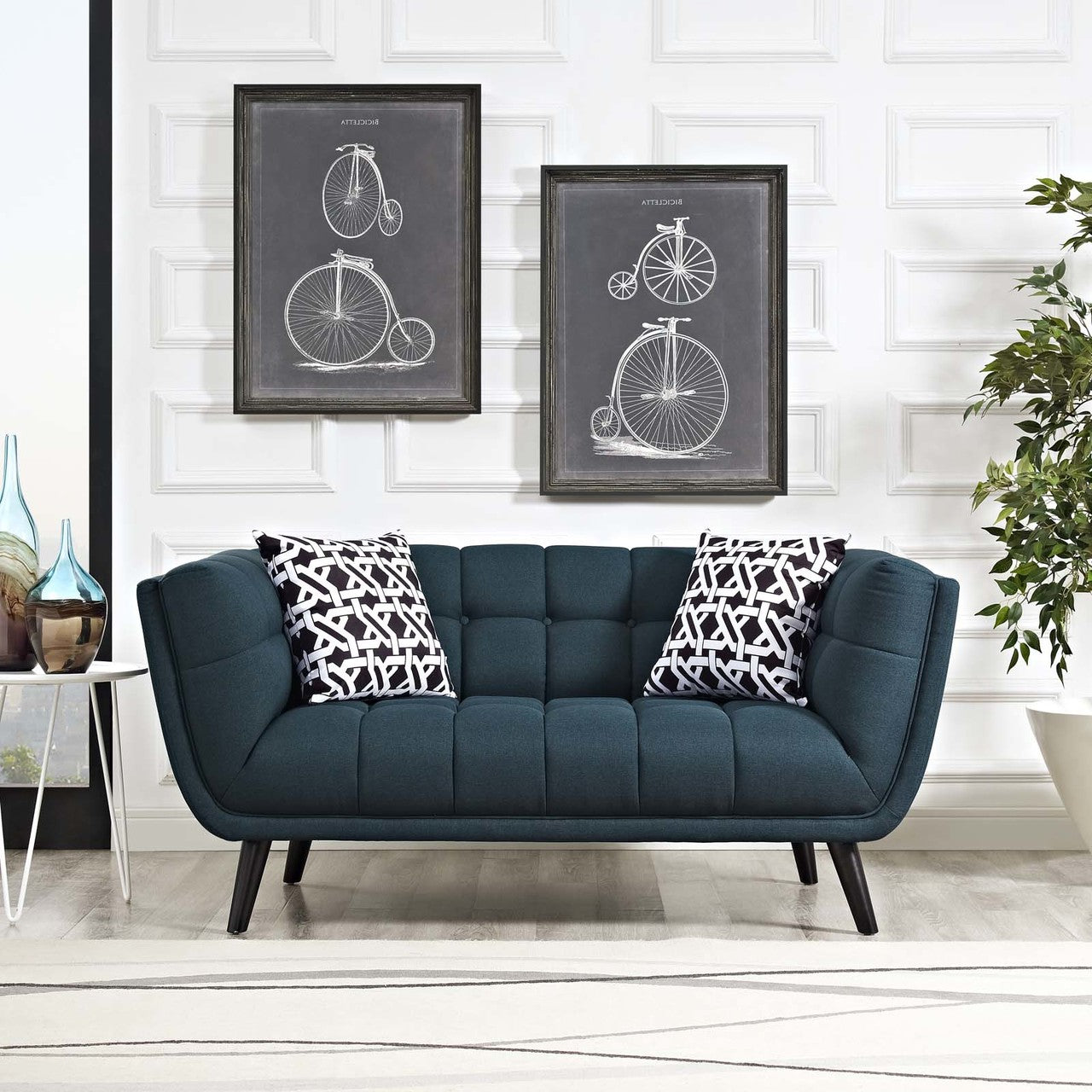 Bestow Upholstered Fabric Loveseat, Fabric, Blue 13567