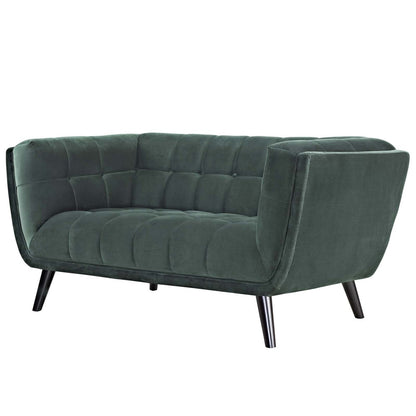 Bestow Velvet Loveseat, Velvet Fabric, Green 13570