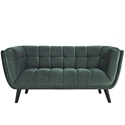 Bestow Velvet Loveseat, Velvet Fabric, Green 13570