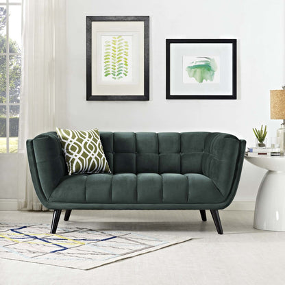 Bestow Velvet Loveseat, Velvet Fabric, Green 13570