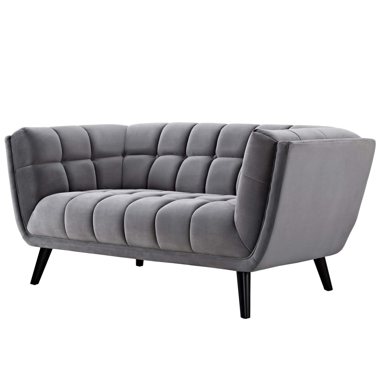 Bestow Velvet Loveseat, Velvet Fabric, Grey Gray 13571