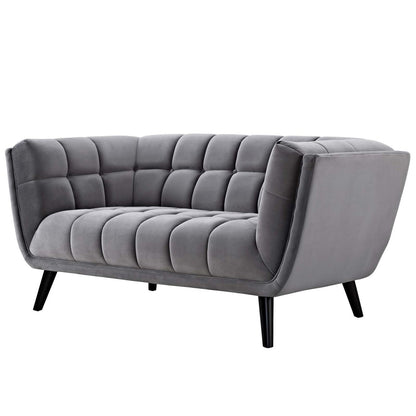 Bestow Velvet Loveseat, Velvet Fabric, Grey Gray 13571