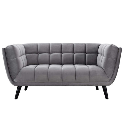 Bestow Velvet Loveseat, Velvet Fabric, Grey Gray 13571