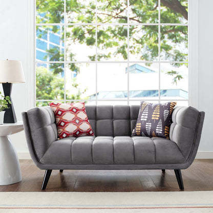 Bestow Velvet Loveseat, Velvet Fabric, Grey Gray 13571