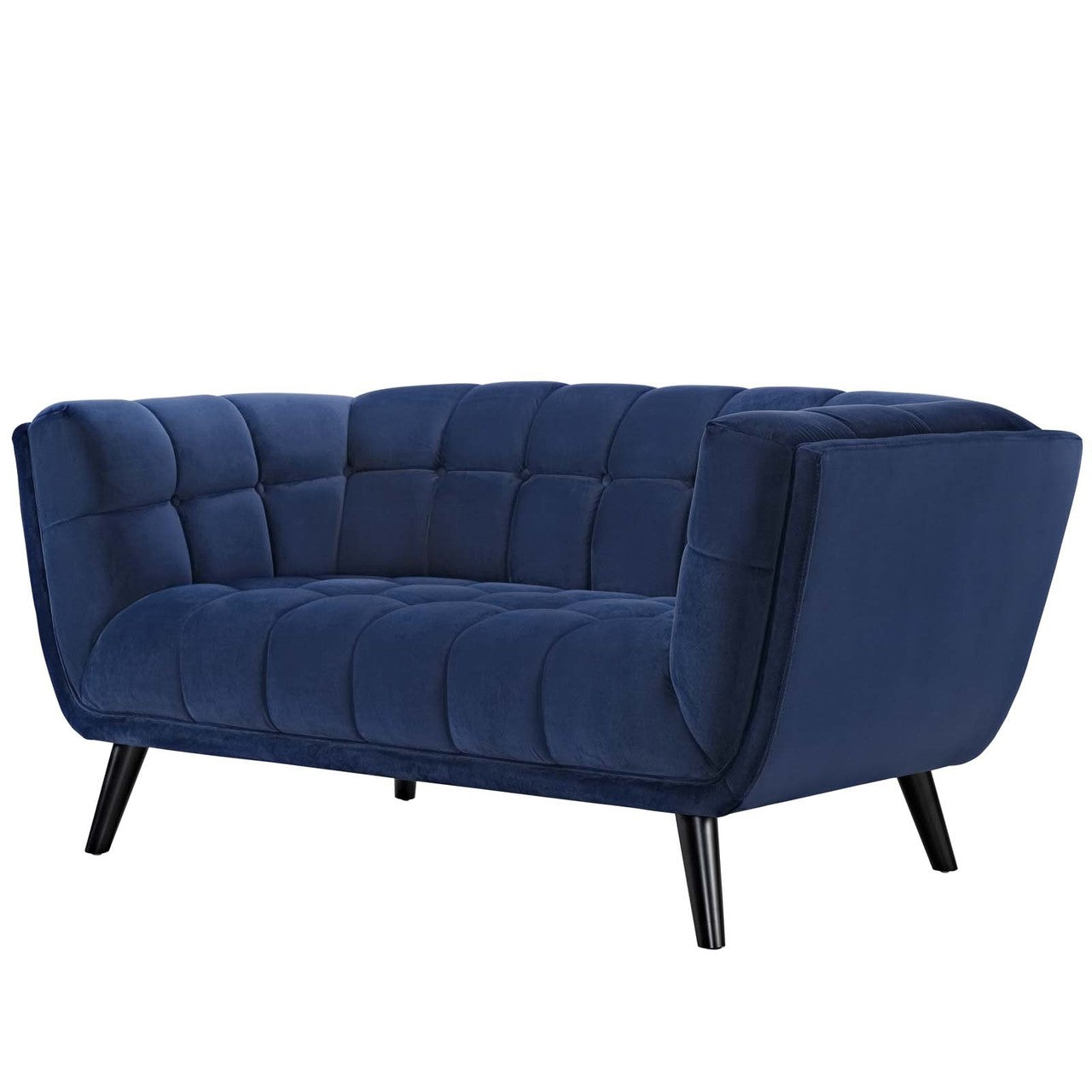 Bestow Velvet Loveseat, Velvet Fabric, Navy Blue 13572