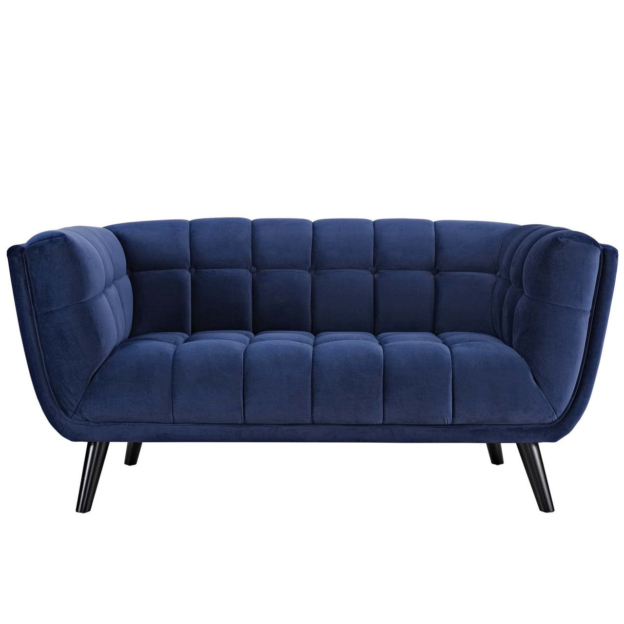 Bestow Velvet Loveseat, Velvet Fabric, Navy Blue 13572