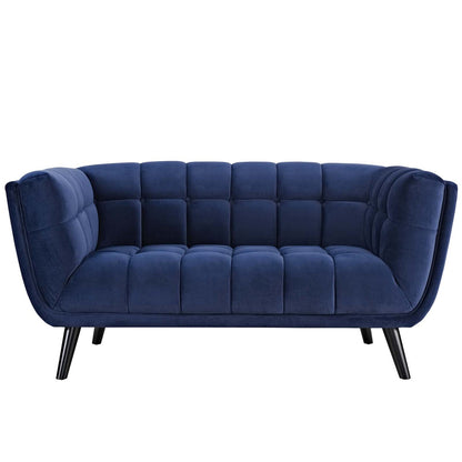 Bestow Velvet Loveseat, Velvet Fabric, Navy Blue 13572