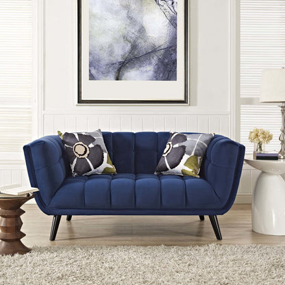 Bestow Velvet Loveseat, Velvet Fabric, Navy Blue 13572