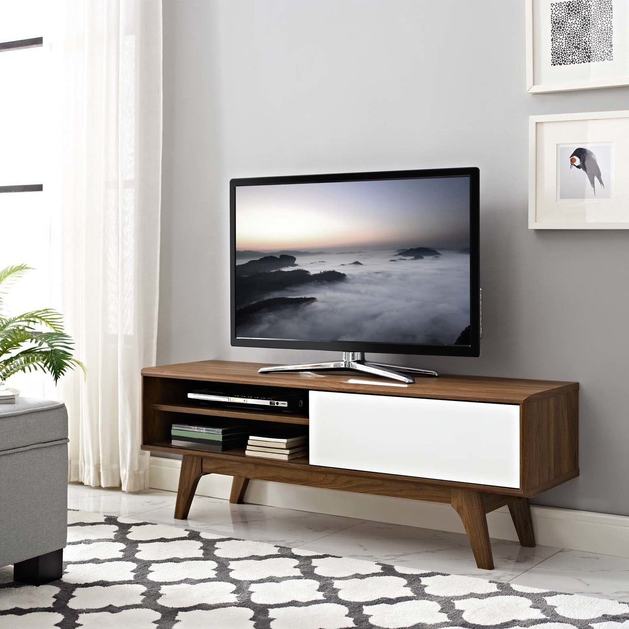 Envision 44 TV Stand, Wood, Natural Brown White 13573