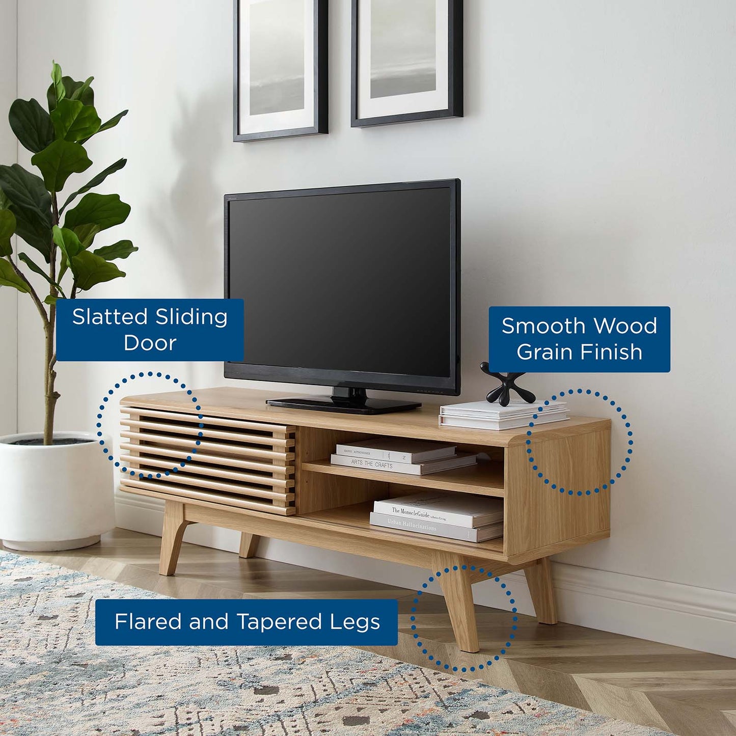 Render 48 TV Stand, Wood, Brown Oak, 18122