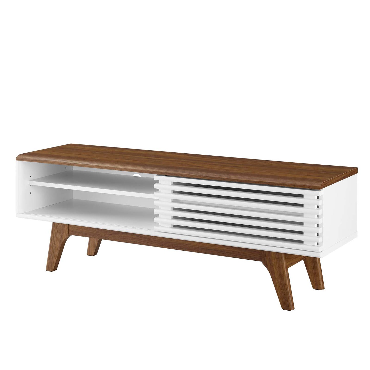 Render 48 TV Stand, Wood, Brown Walnut White, 18123
