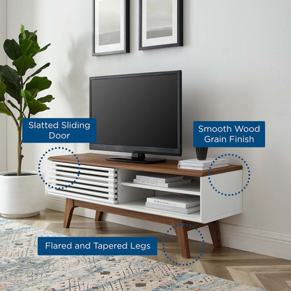 Render 48 TV Stand, Wood, Brown Walnut White, 18123