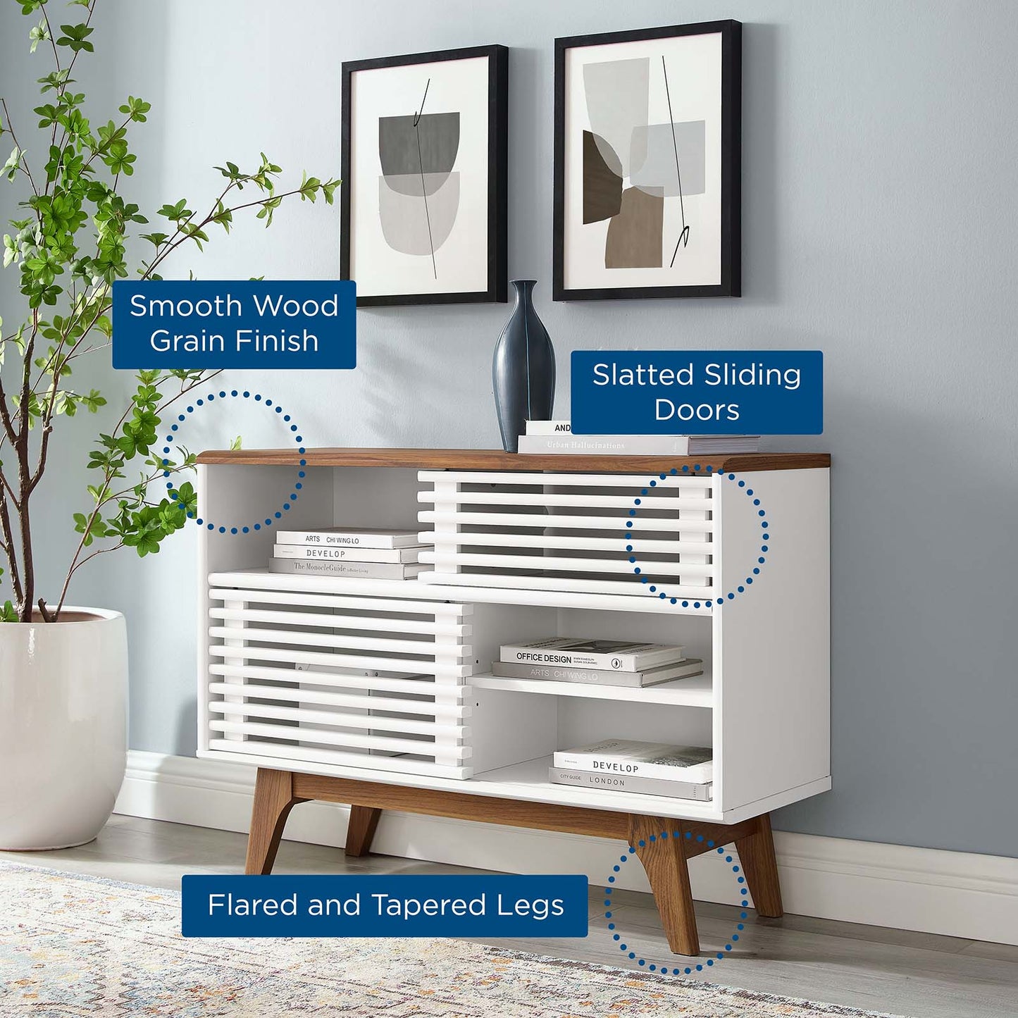Render Display Stand, Wood, Brown Walnut White, 18129