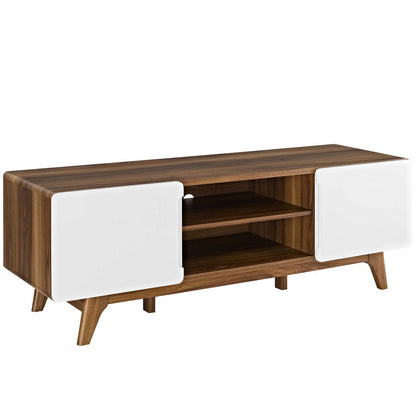 Tread 59" TV Stand, Wood, Natural Brown White 13579