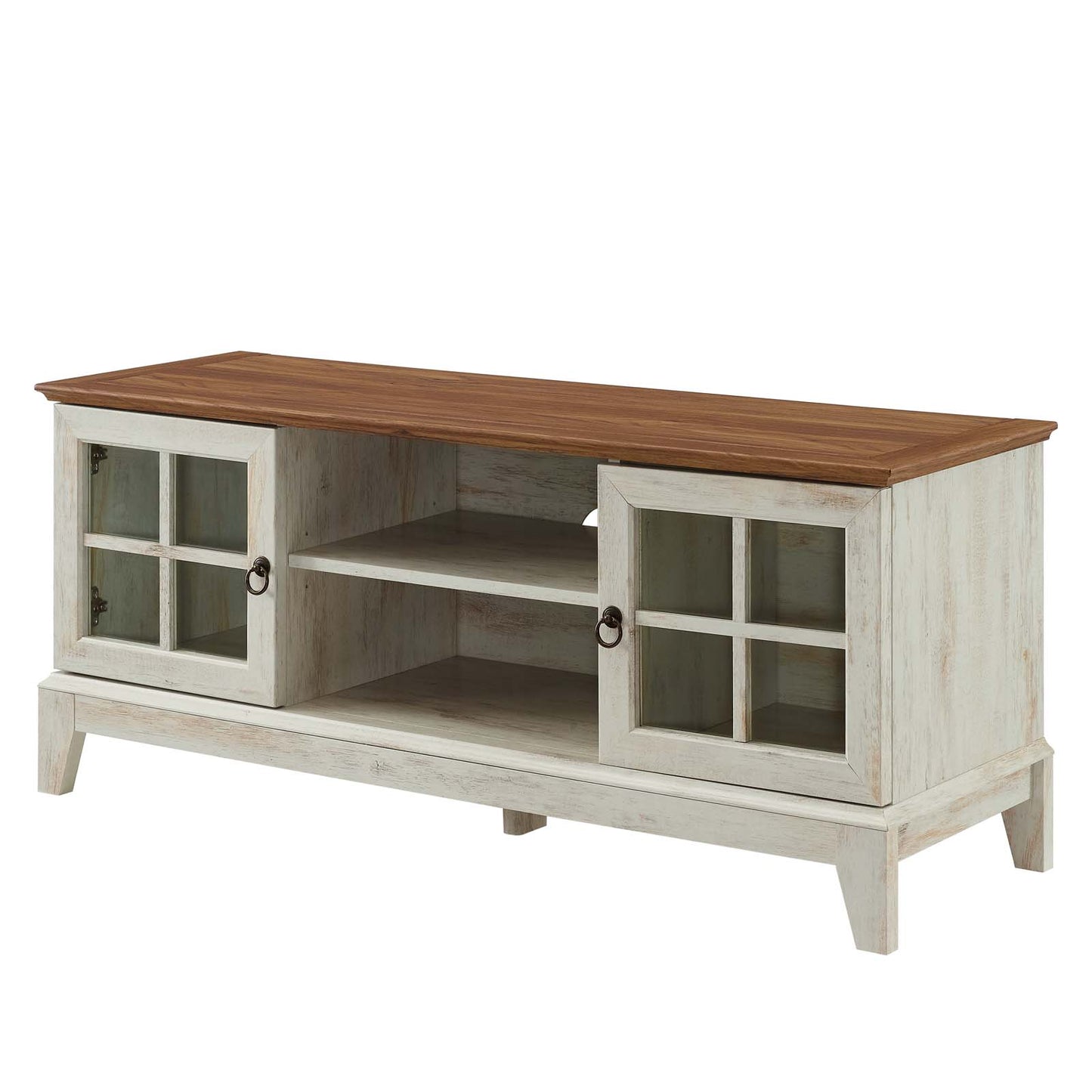 Isle 47 TV Stand, Wood, Brown Walnut White, 18130