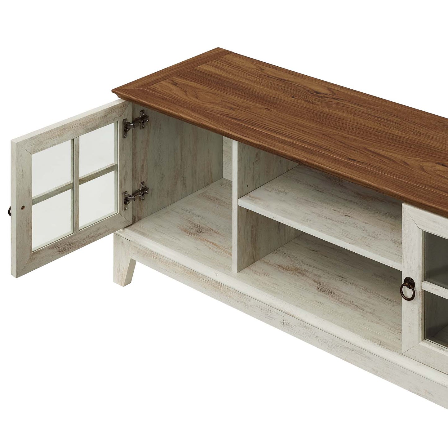 Isle 47 TV Stand, Wood, Brown Walnut White, 18130
