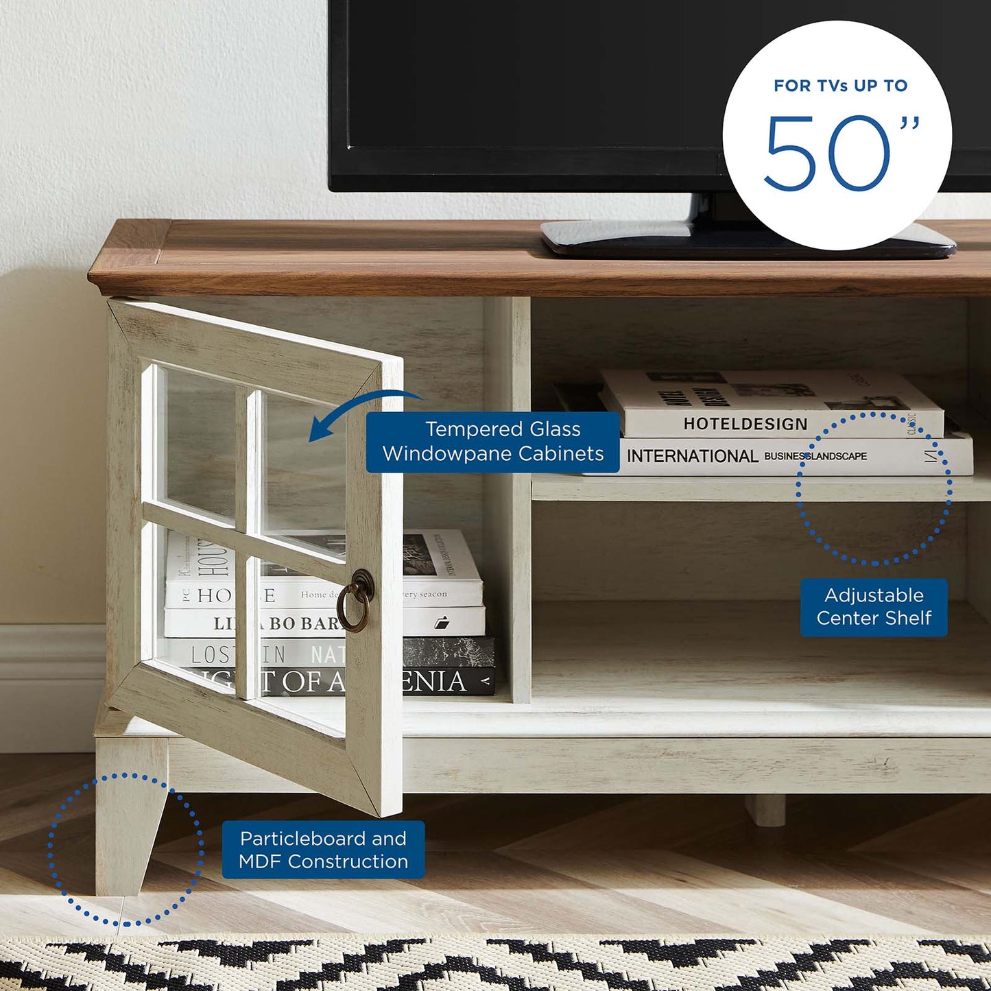 Isle 47 TV Stand, Wood, Brown Walnut White, 18130