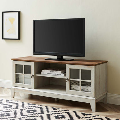 Isle 47 TV Stand, Wood, Brown Walnut White, 18130