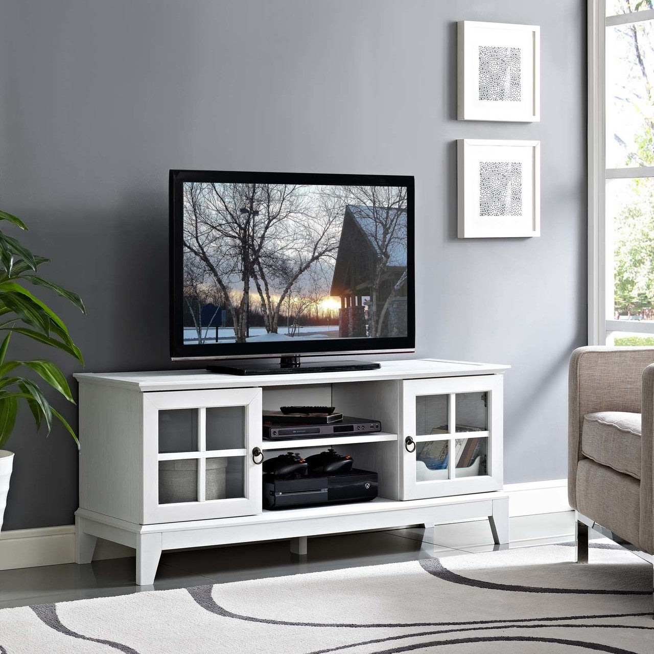 Isle 47 TV Stand, Wood, White 13580