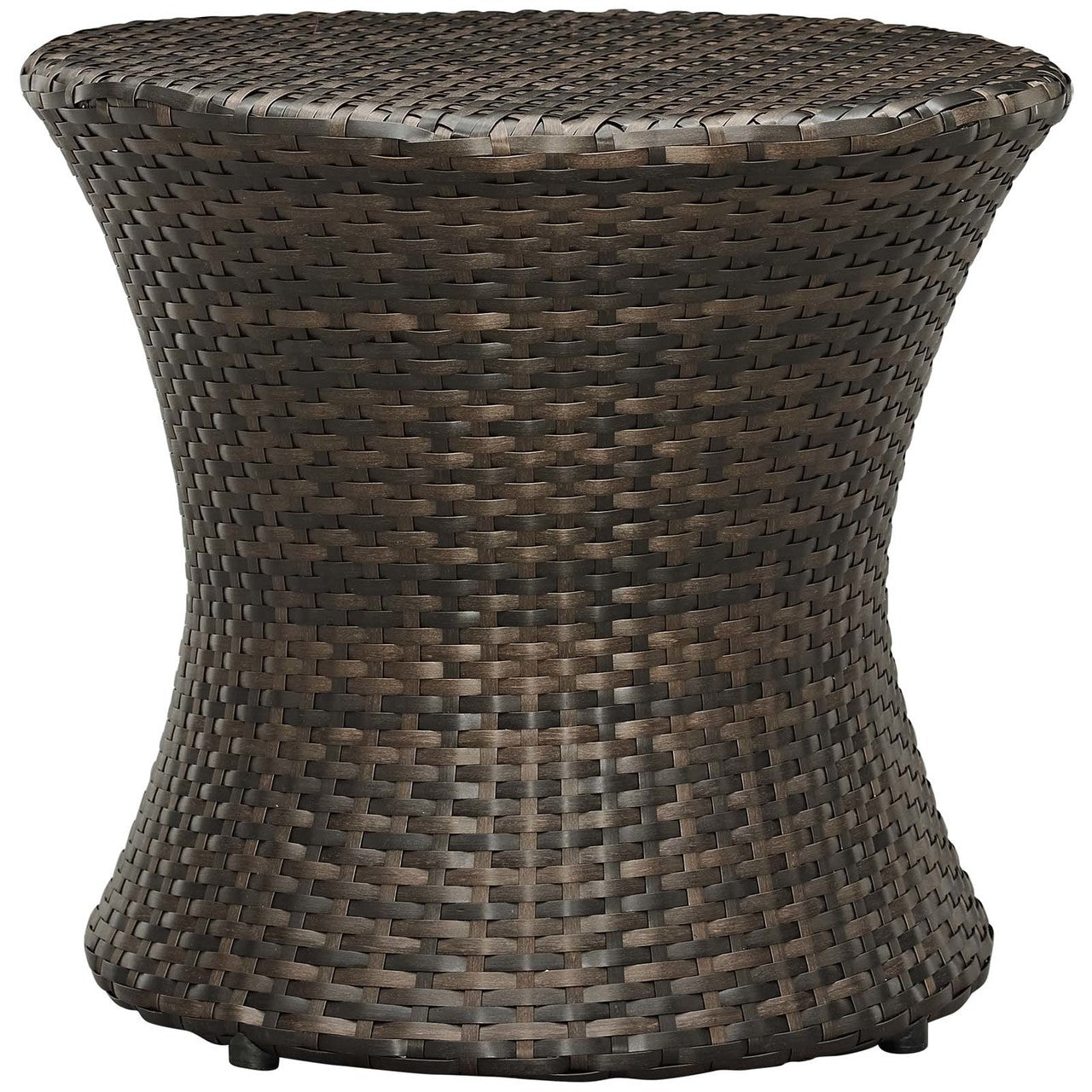 Stage Round Outdoor Patio Side Table, Rattan Wicker, Brown 13581