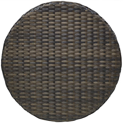 Stage Round Outdoor Patio Side Table, Rattan Wicker, Brown 13581