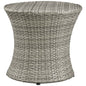 Stage Round Outdoor Patio Side Table, Rattan Wicker, Light Grey Gray 13582