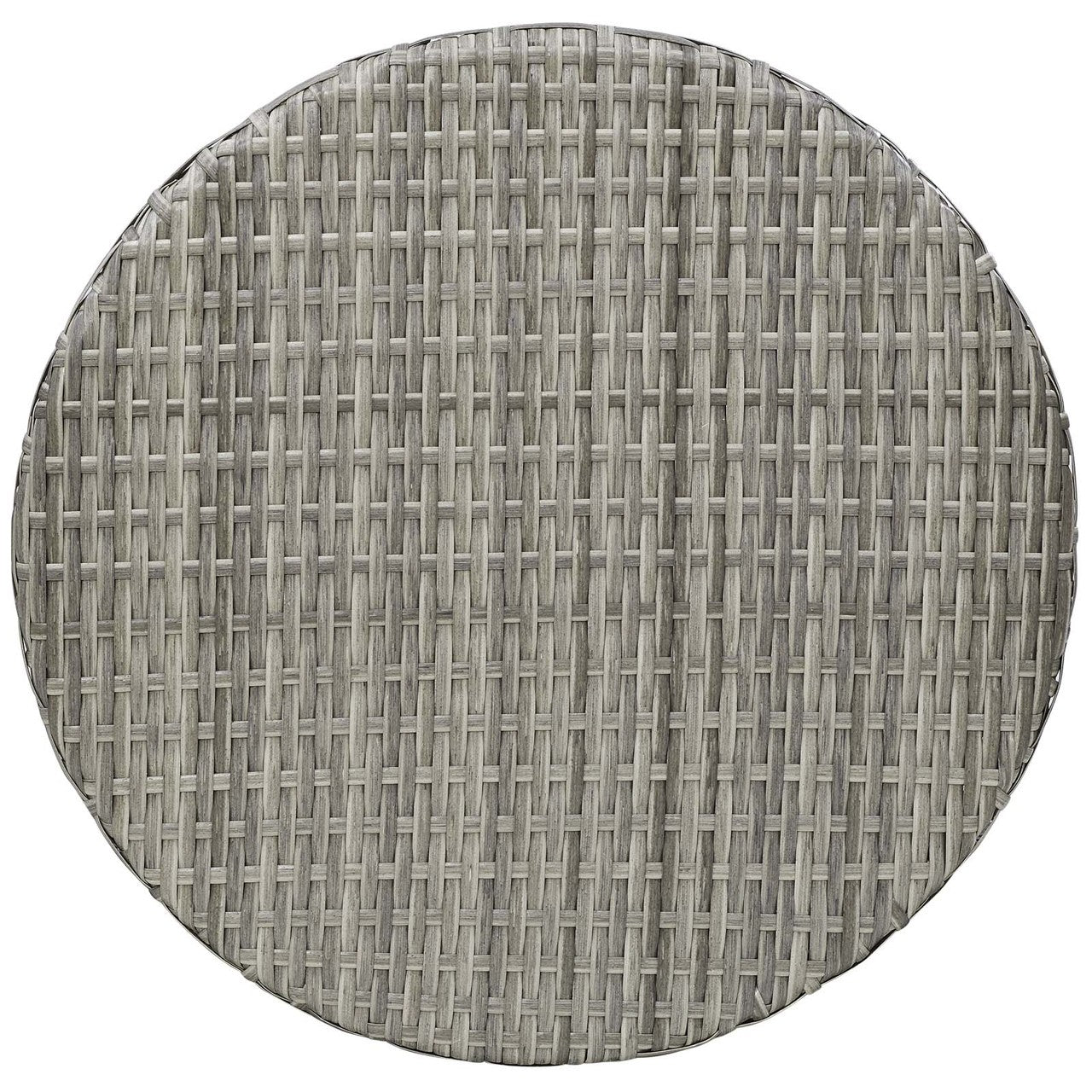 Stage Round Outdoor Patio Side Table, Rattan Wicker, Light Grey Gray 13582