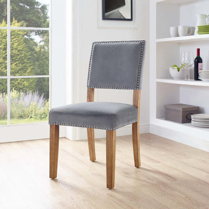 Oblige Wood Dining Chair, Grey, Fabric 11515