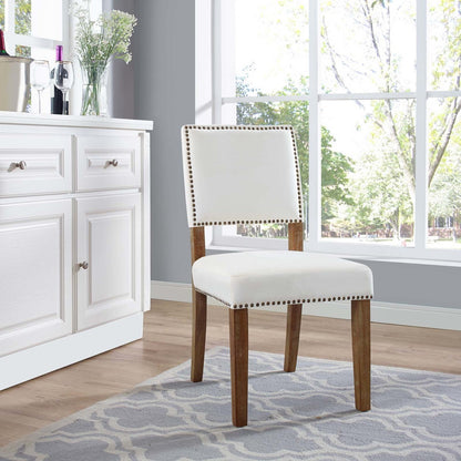 Oblige Wood Dining Chair, Fabric, Ivory White 13584