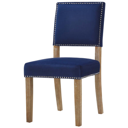 Oblige Wood Dining Chair, Fabric, Navy Blue 13585
