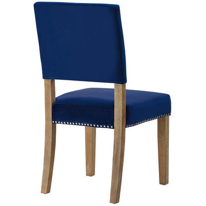 Oblige Wood Dining Chair, Fabric, Navy Blue 13585