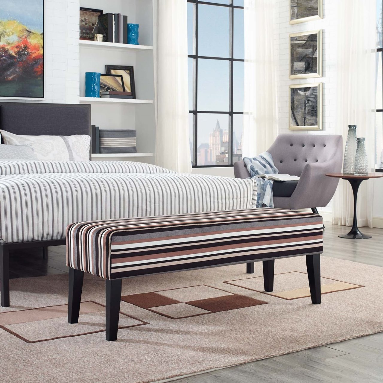 Connect Wood Bench, Multi, Fabric 13086