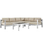 Shore Five PCS Outdoor Patio Aluminum Sectional Sofa Set, Beige, Metal 11526