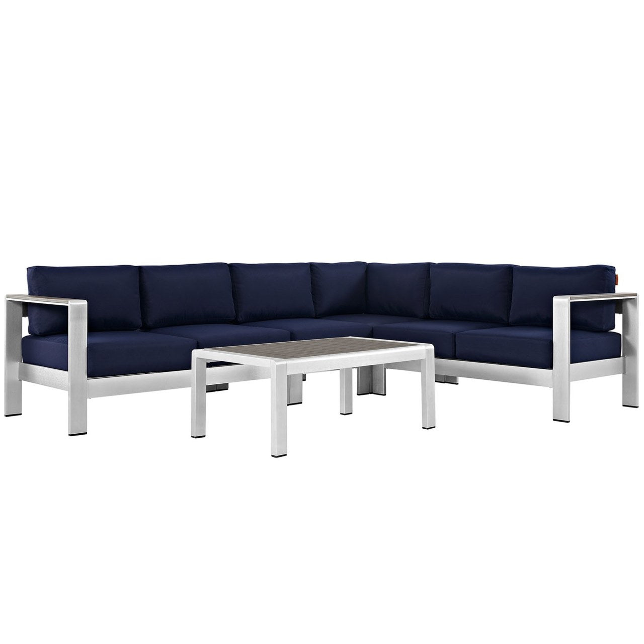 Shore Five PCS Outdoor Patio Aluminum Sectional Sofa Set, Navy, Metal 11528