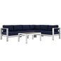 Shore Five PCS Outdoor Patio Aluminum Sectional Sofa Set, Navy, Metal 11528