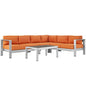 Shore Five PCS Outdoor Patio Aluminum Sectional Sofa Set, Orange, Metal 11529