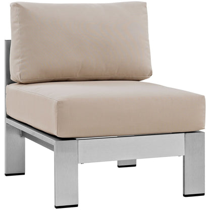 Shore Six PCS Outdoor Patio Aluminum Sectional Sofa Set, Beige, Metal 11530