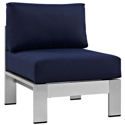 Shore Six PCS Outdoor Patio Aluminum Sectional Sofa Set, Navy, Metal 11532