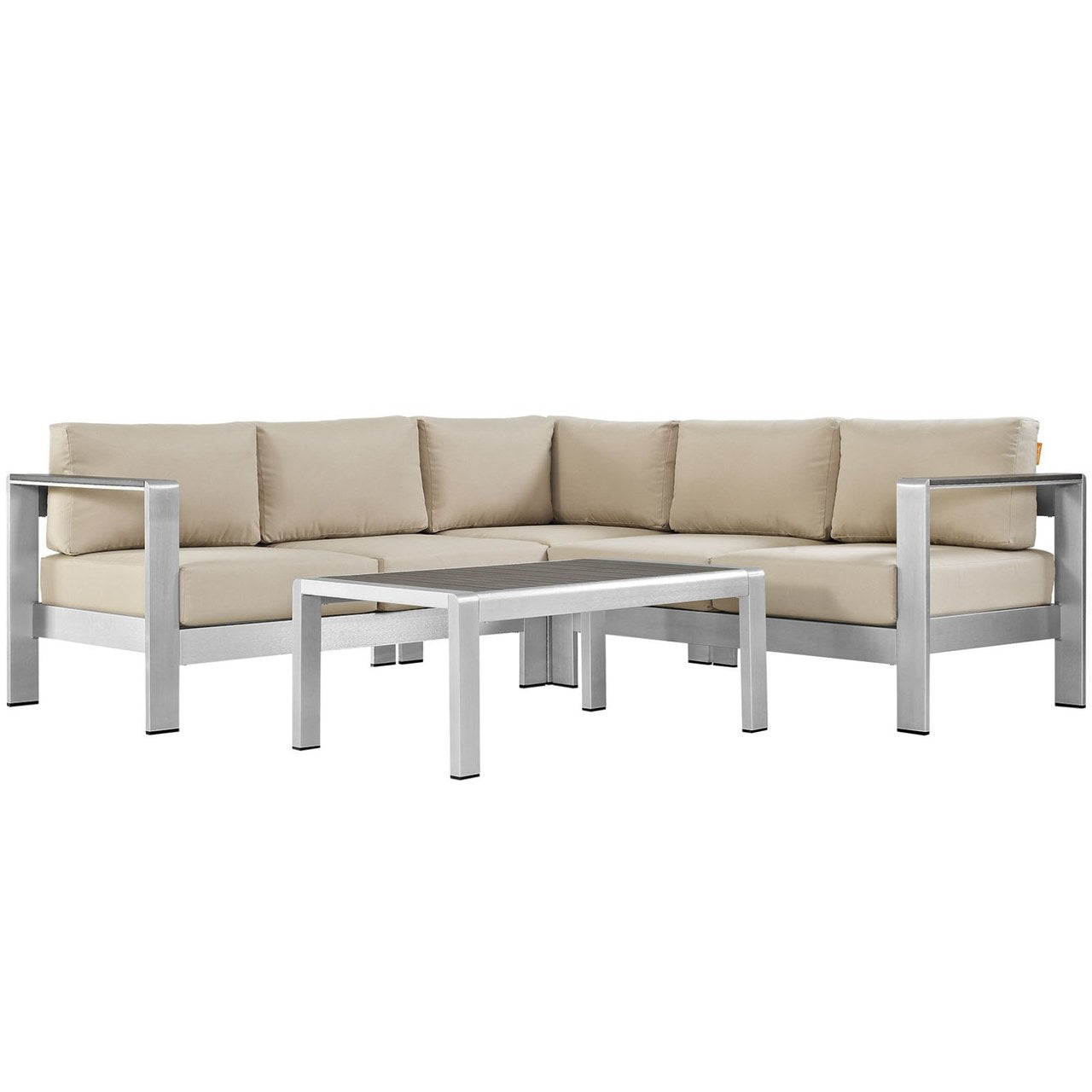 Shore Four PCS Outdoor Patio Aluminum Sectional Sofa Set, Beige, Metal 11534