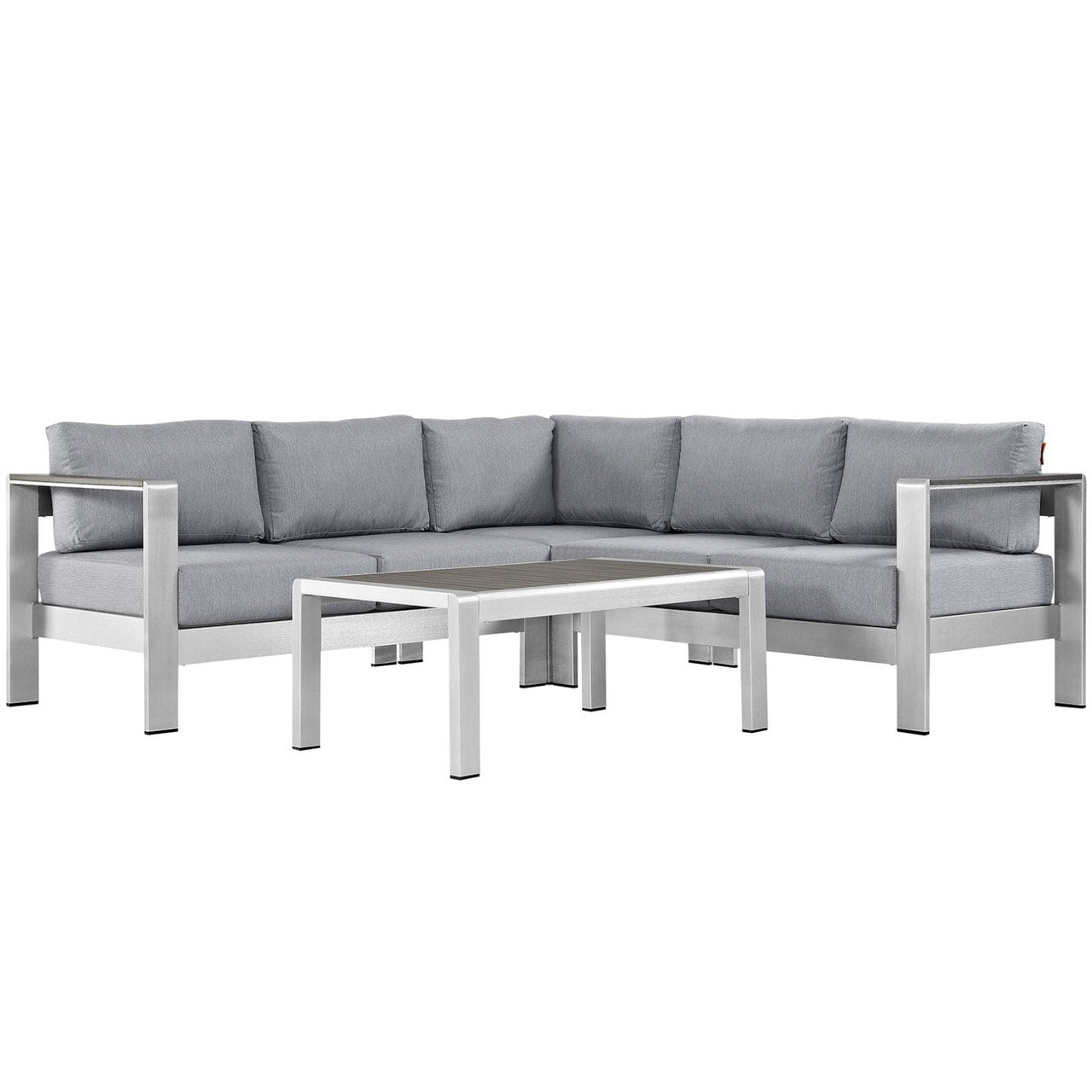 Shore Four PCS Outdoor Patio Aluminum Sectional Sofa Set, Grey, Metal 11535