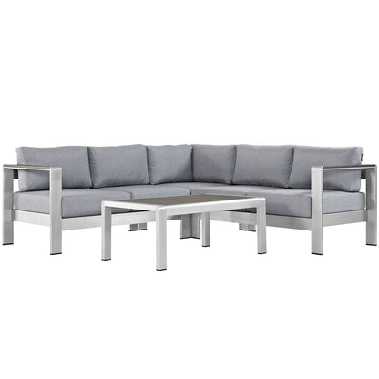 Shore Four PCS Outdoor Patio Aluminum Sectional Sofa Set, Grey, Metal 11535