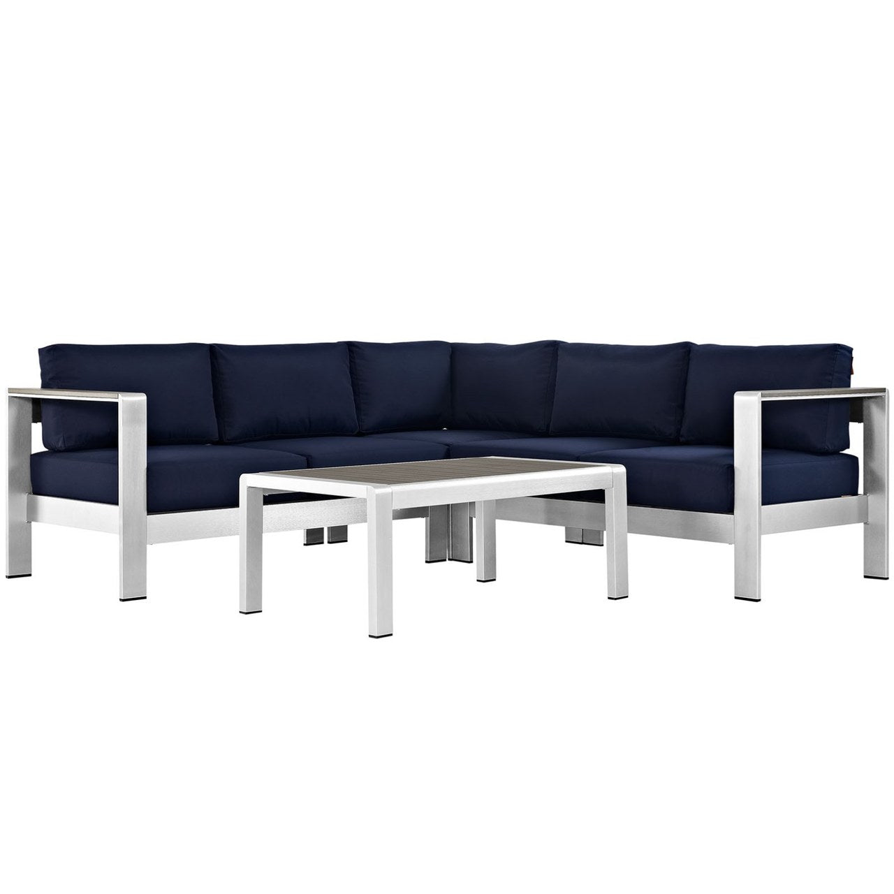 Shore Four PCS Outdoor Patio Aluminum Sectional Sofa Set, Navy, Metal 11536