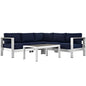 Shore Four PCS Outdoor Patio Aluminum Sectional Sofa Set, Navy, Metal 11536