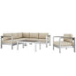 Shore Five PCS Outdoor Patio Aluminum Sectional Sofa Set, Beige, Metal 11538
