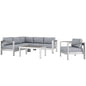 Shore Five PCS Outdoor Patio Aluminum Sectional Sofa Set, Grey, Metal 11539