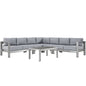Shore Six PCS Outdoor Patio Aluminum Sectional Sofa Set, Grey, Metal 11543