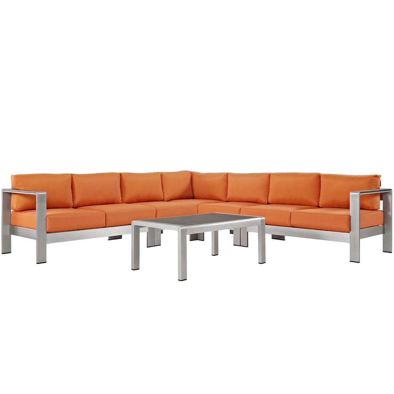 Shore Six PCS Outdoor Patio Aluminum Sectional Sofa Set, Orange, Metal 11545