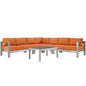 Shore Six PCS Outdoor Patio Aluminum Sectional Sofa Set, Orange, Metal 11545