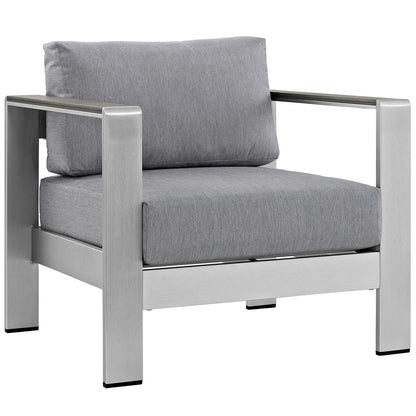 Shore Seven PCS Outdoor Patio Aluminum Sectional Sofa Set, Grey, Metal 11547